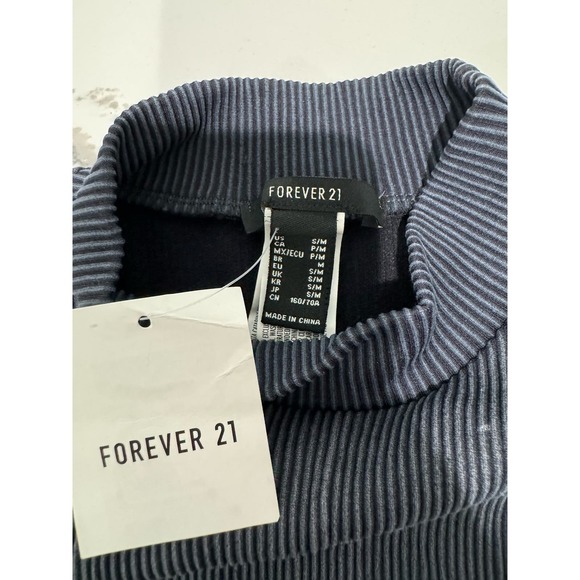 NWT Ribbed Body Con Knit Dress Black/Navy Forever 21‎ Size Small - Picture 5 of 5